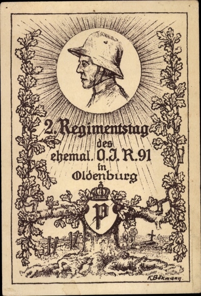 Artist Postcard Bökmann, F., Oldenburg in the Grand Duchy of Oldenburg, 2nd Regiment Day, soldier, tree