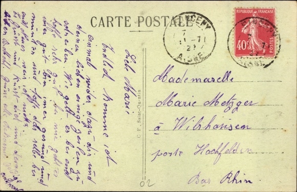 Postcard Sinceny Aisne, Inside the Station