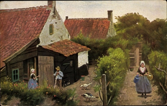 Artist PC Gerstenhauer, Johann Georg, Dutch village motif