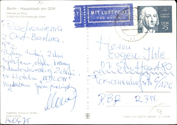 Postcard Berlin Prenzlauer Berg, S-Bahn station Schönhauser Allee, bus stop, kiosk, passers-by