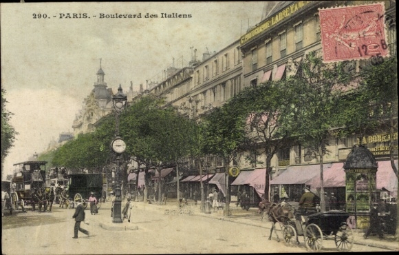 Ansichtkaart Parijs II, Crédit Lyonnais, Siège Central, Boulevard des Italiens