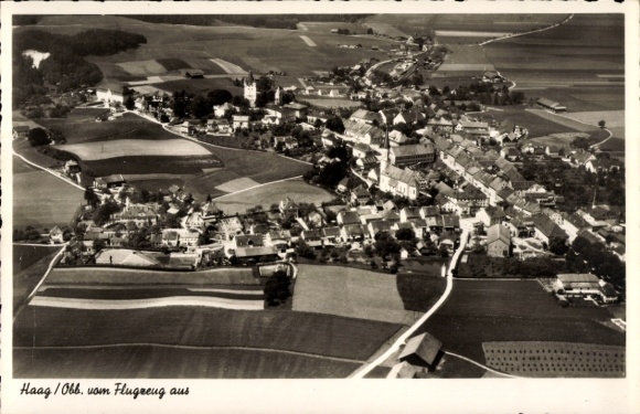 Postcard Haag in Upper Bavaria, aerial photograph