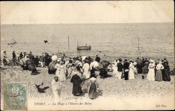 Postcard Yport Seine Maritime, beach at bathing time