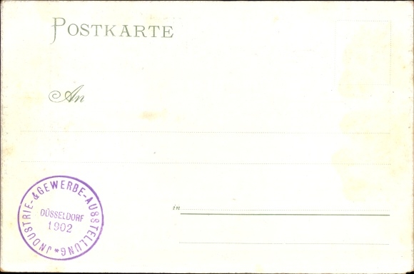 Kunstenaarskaart Schreiber, Düsseldorf am Rhein, tentoonstellingscafé Zur Schönen Aussicht, tentoonstelling 1902