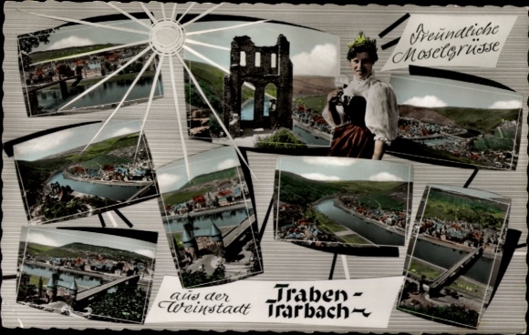 Ak Traben Trarbach an der Mosel, Teilansichten der Stadt, Ruine