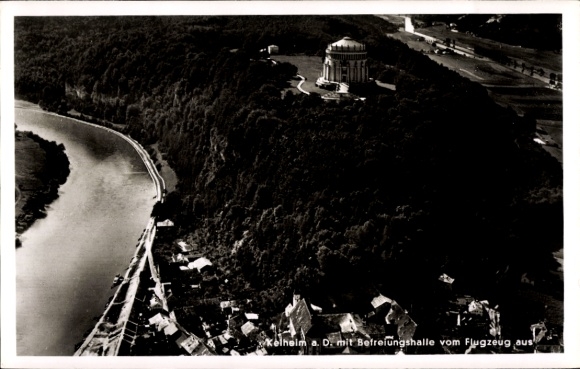 Postcard Kelheim an der Donau Lower Bavaria, aerial photograph, Befreiungshalle
