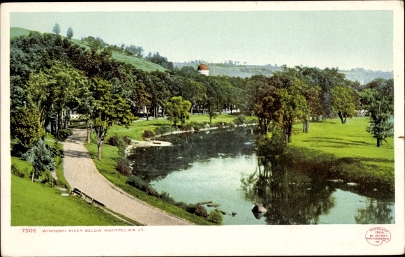 Briefkaart Montpelier Vermont Verenigde Staten, Rivier Winooski