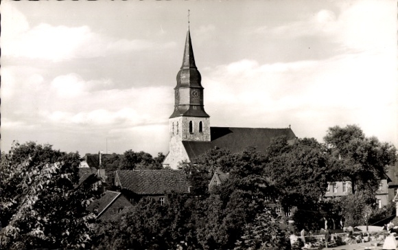 Ak Beckum in Westfalen, W. St. Stephanuskirche, Kirchenbau, Landschaft, historischer Stil
