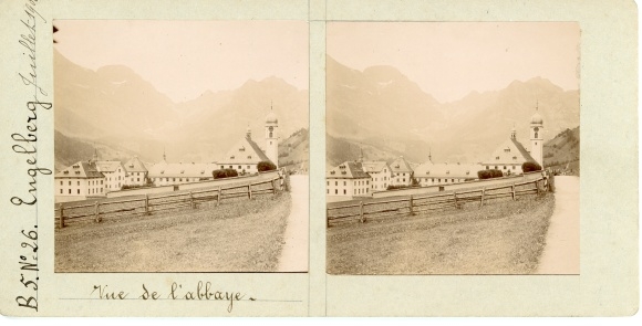 Stereo photo Engelberg Kt. Obwalden Switzerland, Engelberg monastery