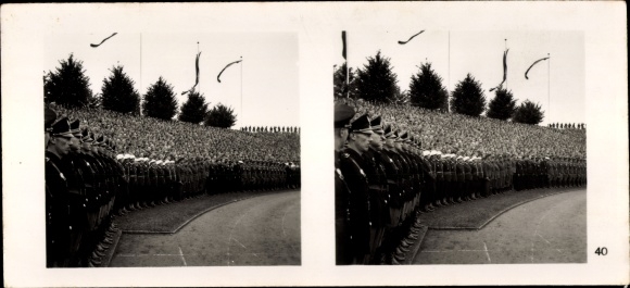 Stereo image photo &quot;Party Congress of Greater Germany&quot; No. 40 youth delegations from Italy, Bulgaria