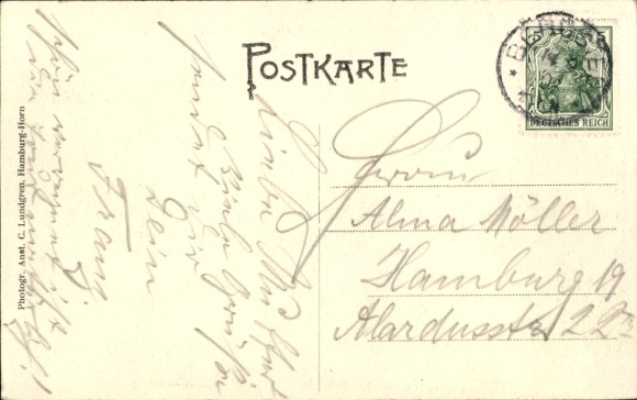 Postcard Hamburg Wandsbek Bergstedt, Rodenbeker Quellental, building, flag