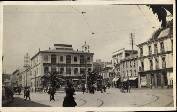 Photo Valparaíso Chile, German Pharmacy, Neptune Fountain, around 1920