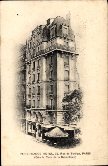 Ansichtkaart Parijs III., Parijs Frankrijk Hotel, Rue de Turbigo