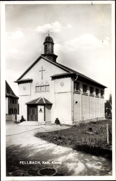 Postcard Fellbach in Württemberg, Catholic Church