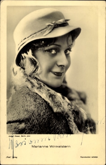 Postcard actress Marianne Winkelstern, portrait, hat, Ross Verlag 6597 1