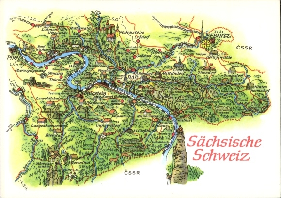 Maps PC Königstein on the Elbe Saxon Switzerland, Hohnstein, Sebnitz, Bad Schandau