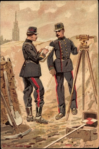 Artist Postcard Geens, Louis, Belgian Soldiers, Genie
