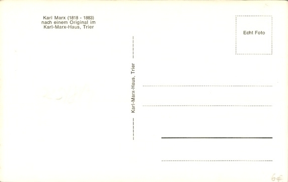 Postcard social theorist Karl Marx, standing portrait, reprint