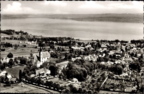 Postcard Dießen am Ammersee Upper Bavaria, Herrsching Bay, aerial photograph