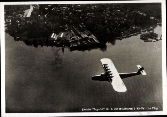 PC Dornier flying ship Do X in flight, aerial photo