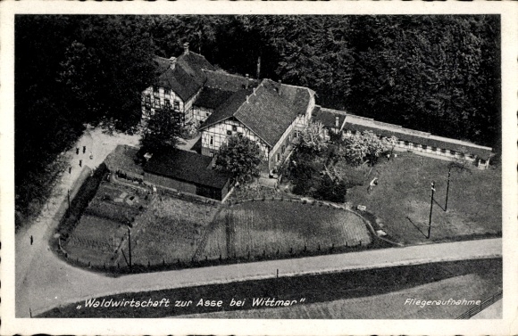 Ak Wittmar Nedersaksen, bosbouw tot Asse, vliegfotografie, agrarische bouw