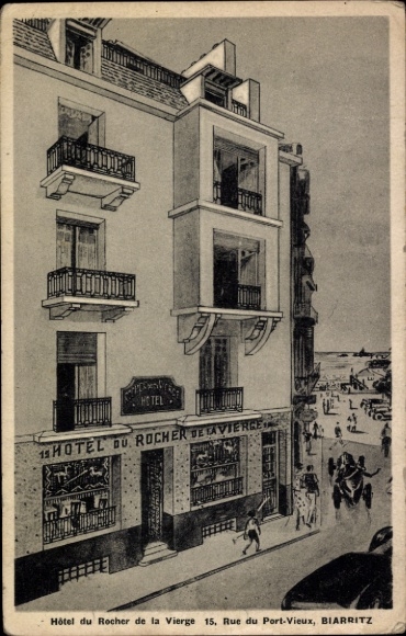 Ak Biarritz Pyrénées Atlantiques, Hotel du Rocher de la Vierge, Straßenszene, Biarritz