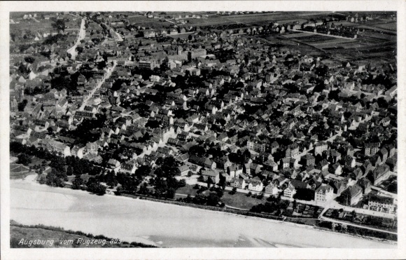Postcard Augsburg in Schwaben, aerial photograph