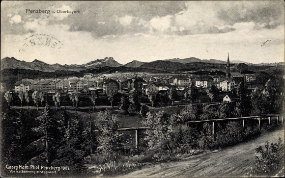 PC Penzberg in Oberbayern, total view of the village