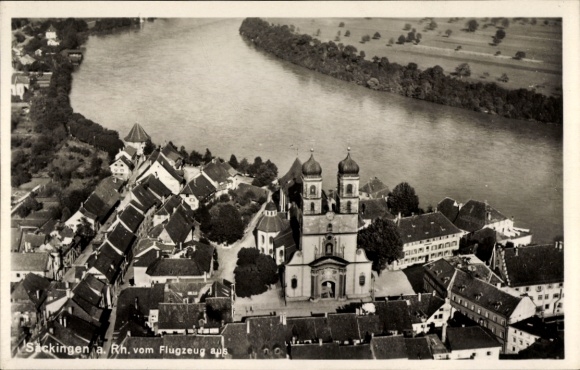 Postcard Bad Säckingen on the High Rhine, aerial photograph