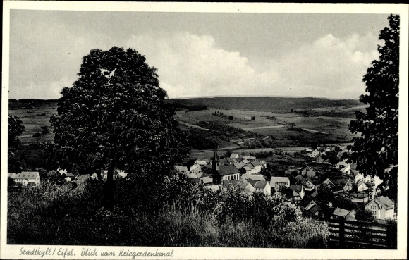 Postcard Stadtkyll in the Eifel, view from the war memorial