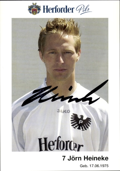 Autograph card footballer Jörn Heineke, Prussia Münster, autograph