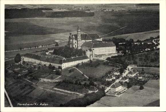 Postcard Neresheim in Württemberg, aerial photograph