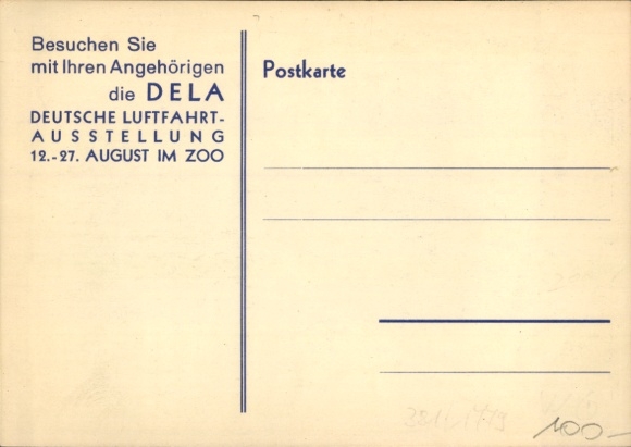 Artist Postcard German Aviation Exhibition DELA 1933 in Hamburg Zoo, Airplane