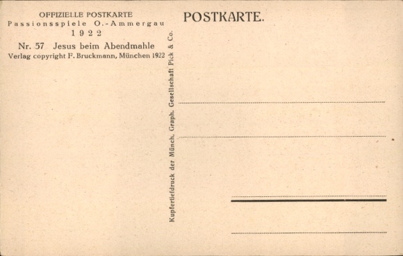 Ak Oberammergau in Oberbayern, Jesus beim Abendmahle, Passionsspiele 1922