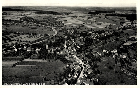 Postcard Oberschefflenz Schefflenz in Baden, aerial photograph