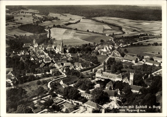 Postcard Bödigheim Buchen in the Odenwald Baden, palace and castle from the plane