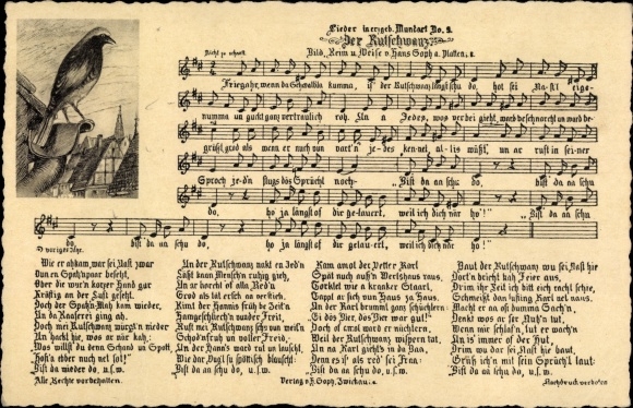 Song Postcard Soph, Hans, Erzgebirge dialect no. 5, The Rudtail
