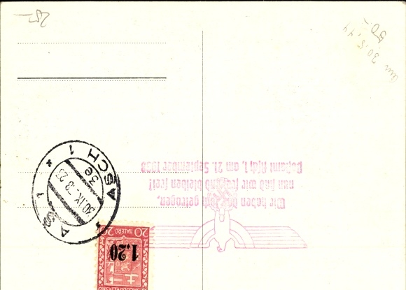 Postcard We did it, Asch is free, September 21, 1938, Sudetenland, Greater Germany