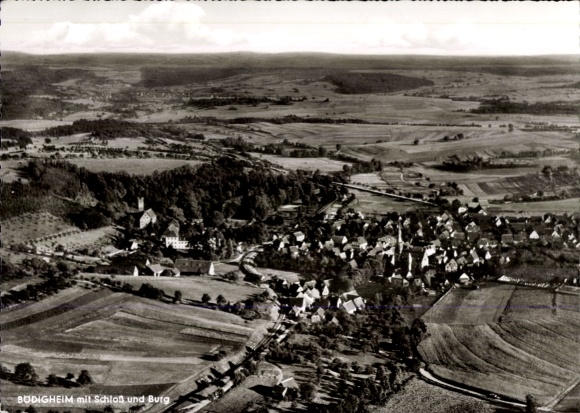 Ak Bödigheim Buchen in het Odenwald Baden, luchtfoto, kasteel, fort