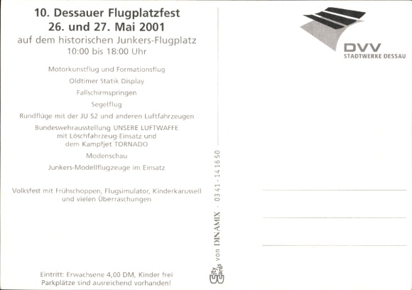 Postcard Dessau in Saxony Anhalt, 10th Airfield Festival, Junkers Airfield, Bundeswehr Exhibition Luftwaffe