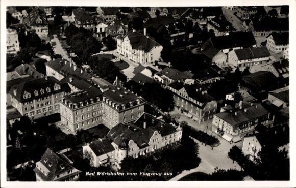 Postcard Bad Wörishofen in Unterallgäu, aerial view of landscape, buildings