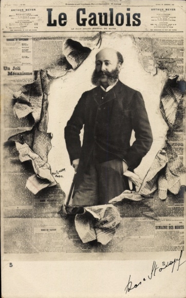 Newspaper poster Le Gaulois, Dreyfus Affair, portrait of a man