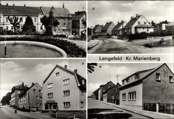 Ak Pockau Lengefeld im Erzgebirge Sachsen, Blick auf den Markt, Augustburger Straße, Karl- Marx- Str