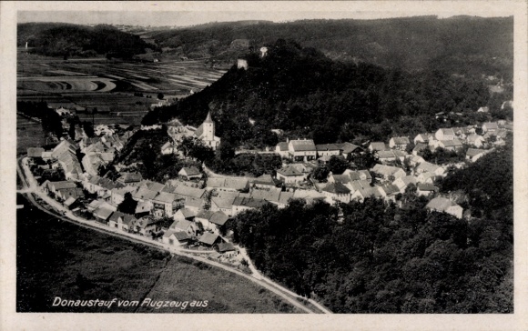Postcard Donaustauf in the Upper Palatinate, aerial photograph