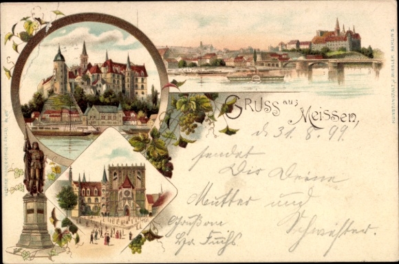 lito Meissen nad Łabą, zabytek, zamek, widok na miasto