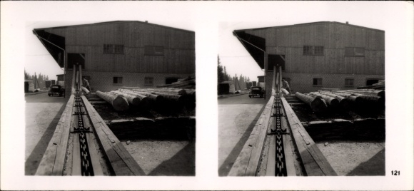 Stereo spatial image photo &quot;The NS model companies 1937-38&quot; No. 431 III/121 Hammerbrücke saw and planing works