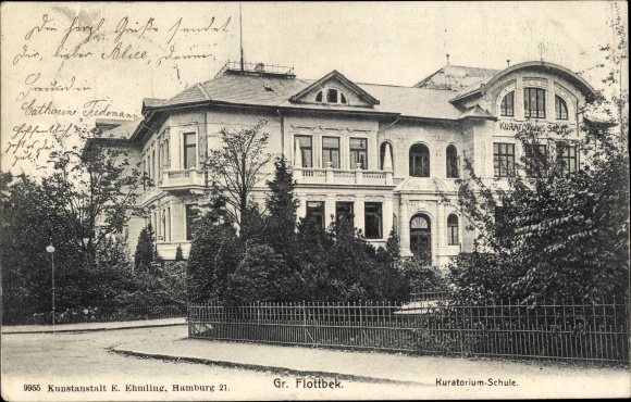 Postcard Hamburg Altona Groß Flottbek, School Board of Trustees