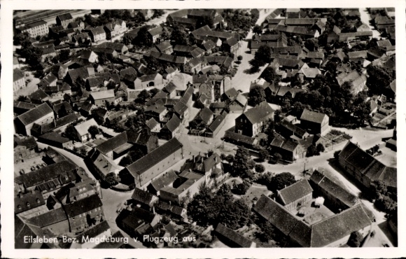 Postcard Eilsleben in Saxony-Anhalt, aerial photograph