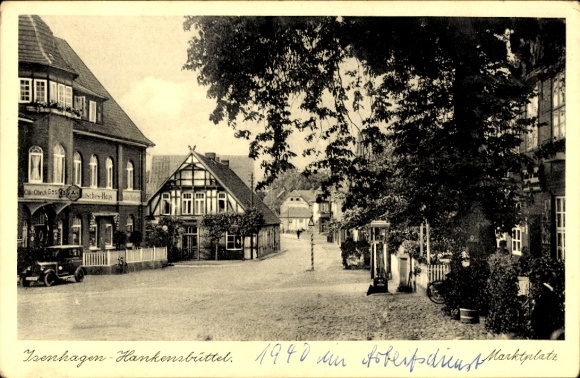 Postcard Isenhagen Hankensbüttel in Lower Saxony, market square