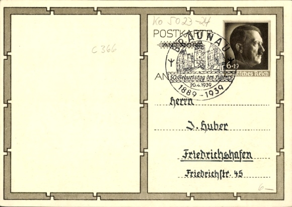 Postal stationery Postcard Führer and Reich Chancellor Adolf Hitler, well-wishers, BDM